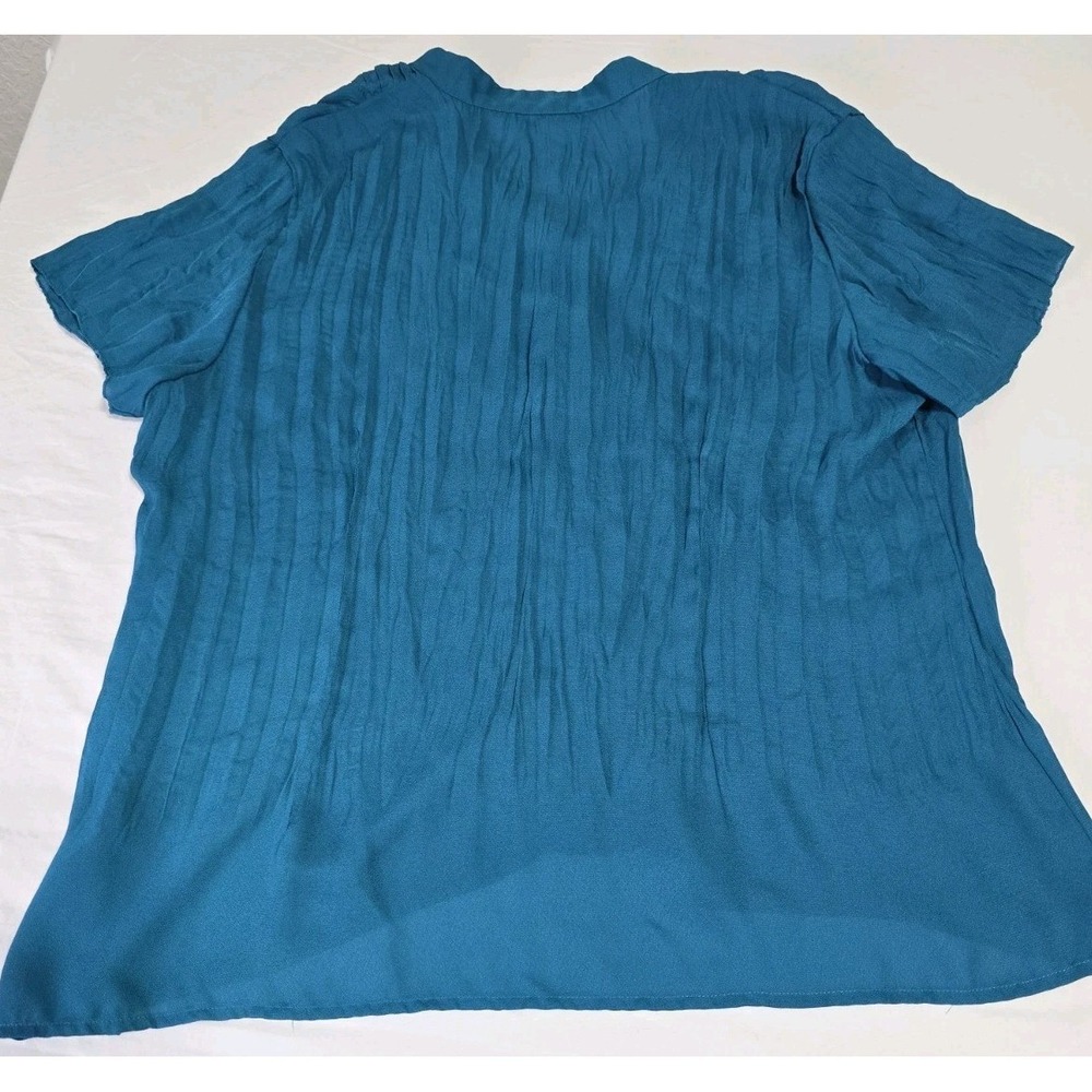 NY Collection Women's XL Teal Blouse - Picture 6 of 6